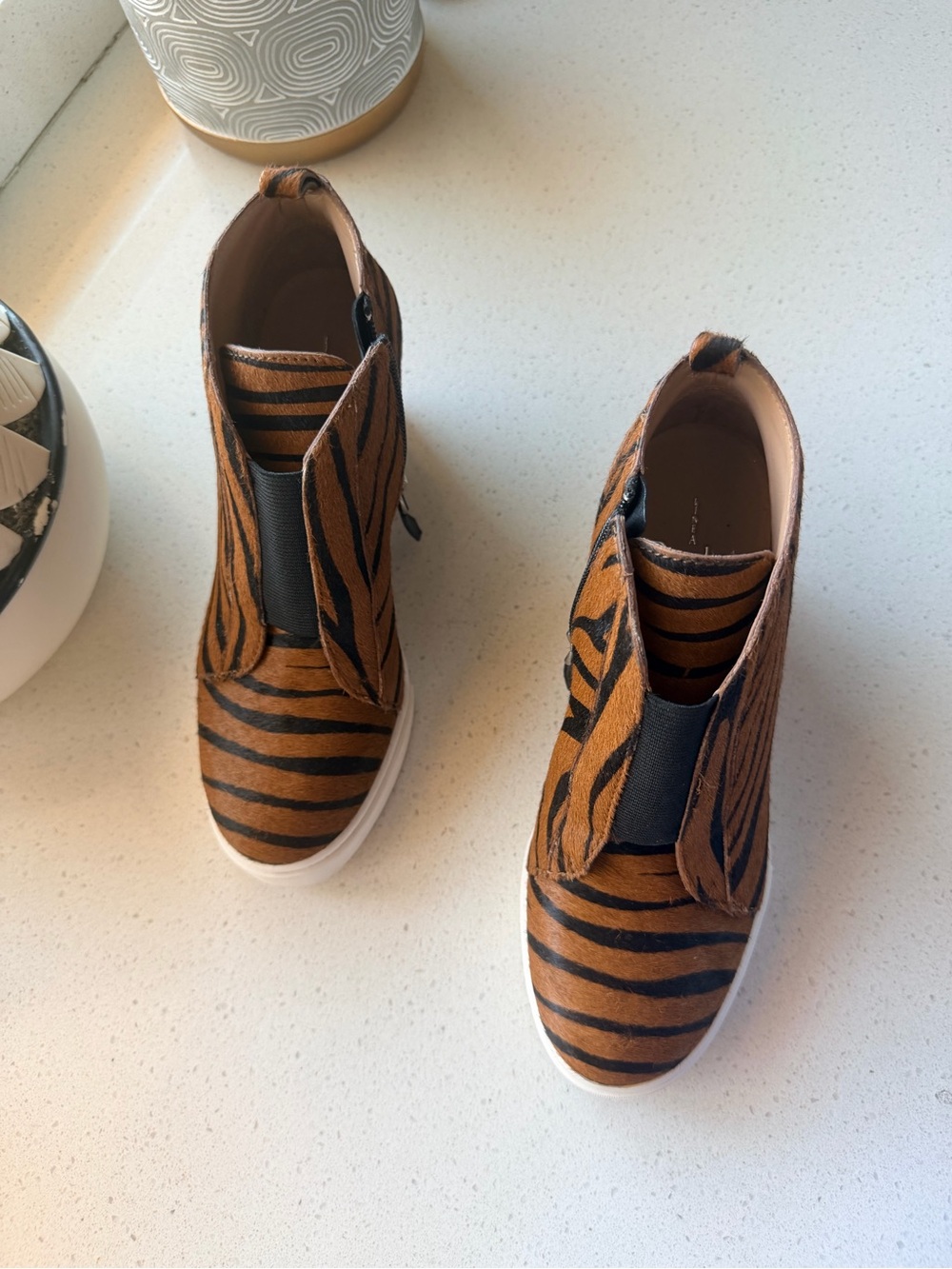 Paolo Brown & Black Tiger-Stripe Kids High-Top Sneakers Zise 4 M